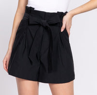 High waisted belted shorts