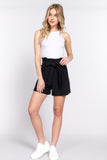 High waisted belted shorts